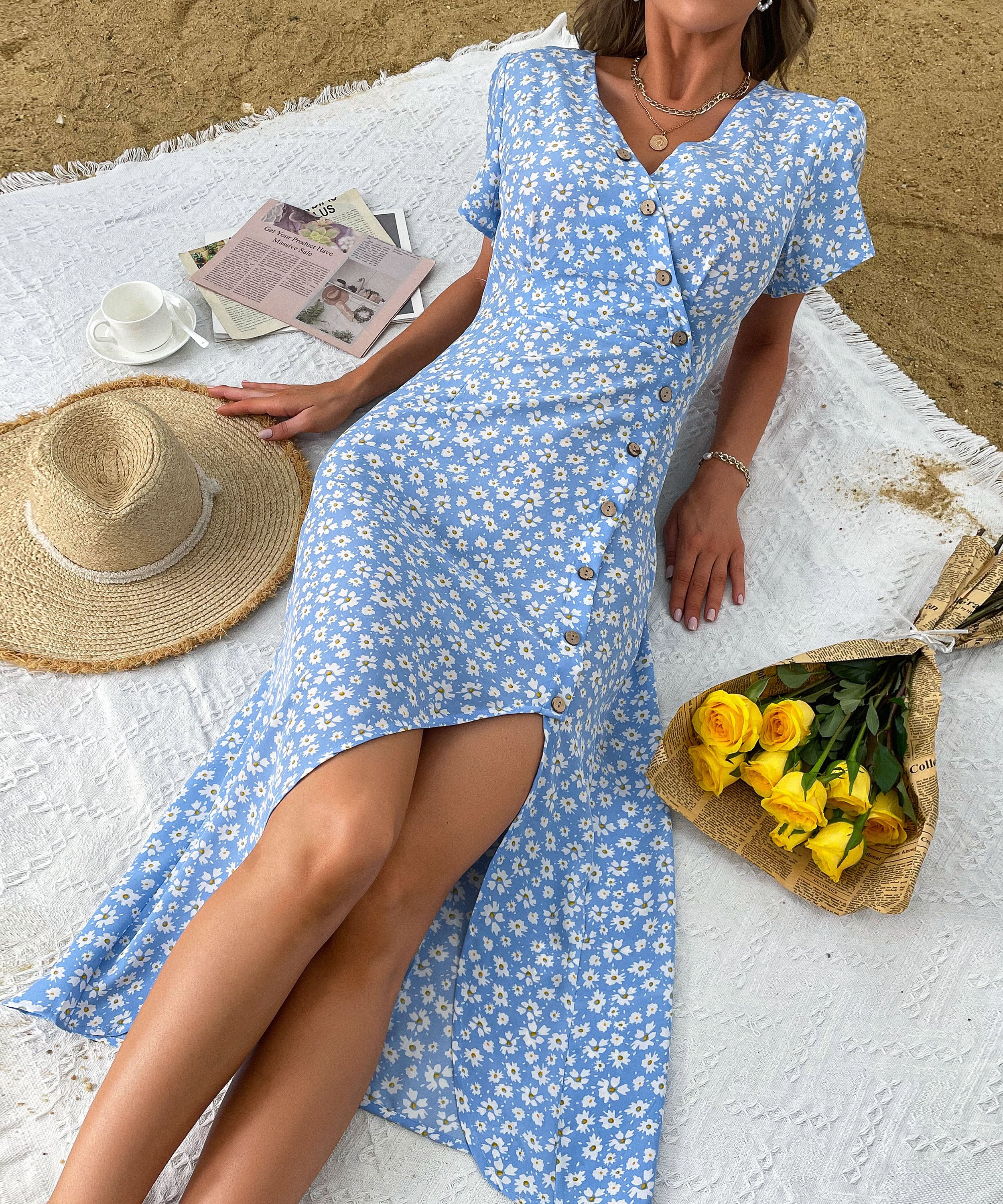 LARKIN MIDI DRESS - BLUE PRINT - Image 8