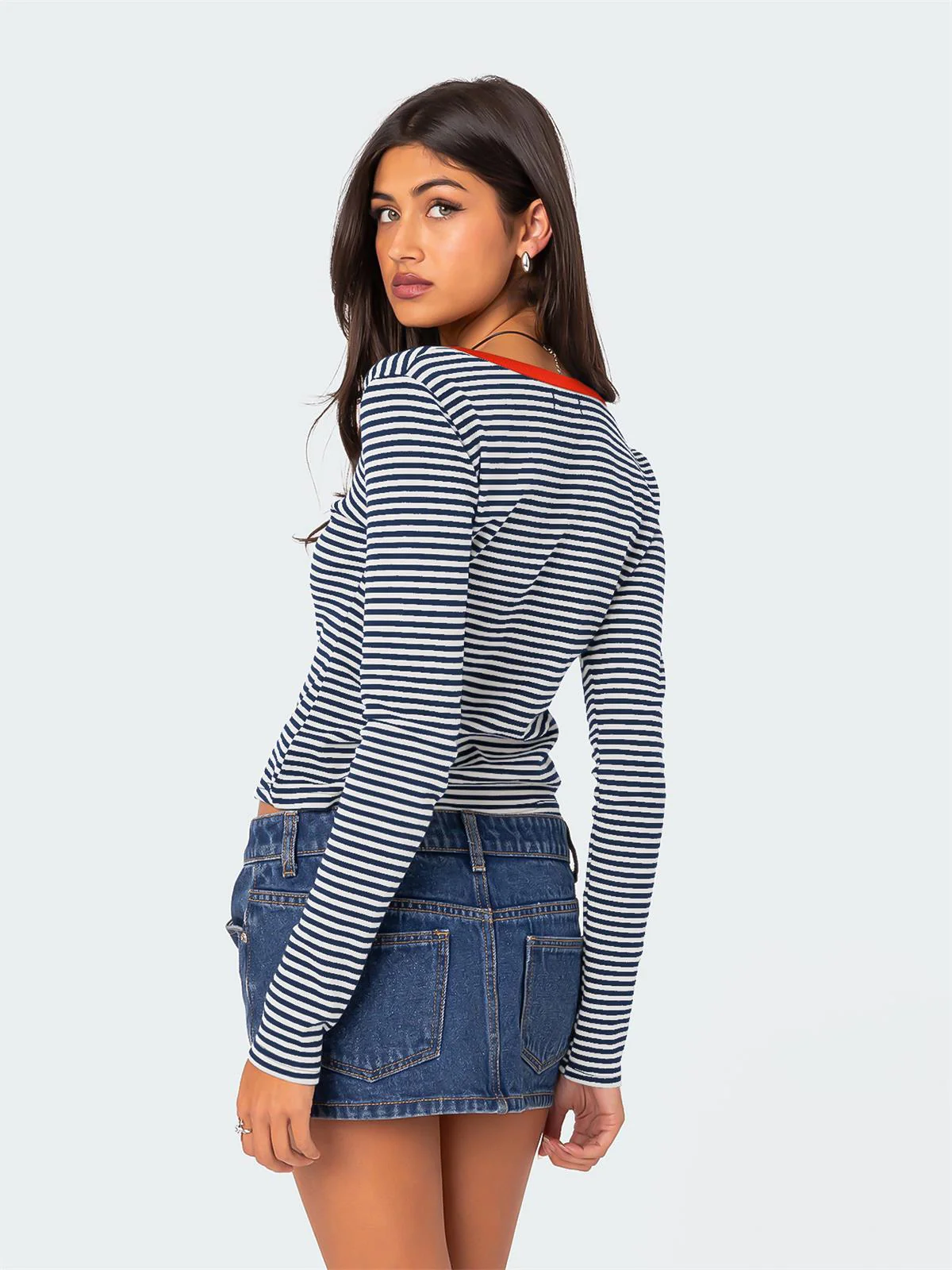 Layanne Striped Partial Button Top - Image 13