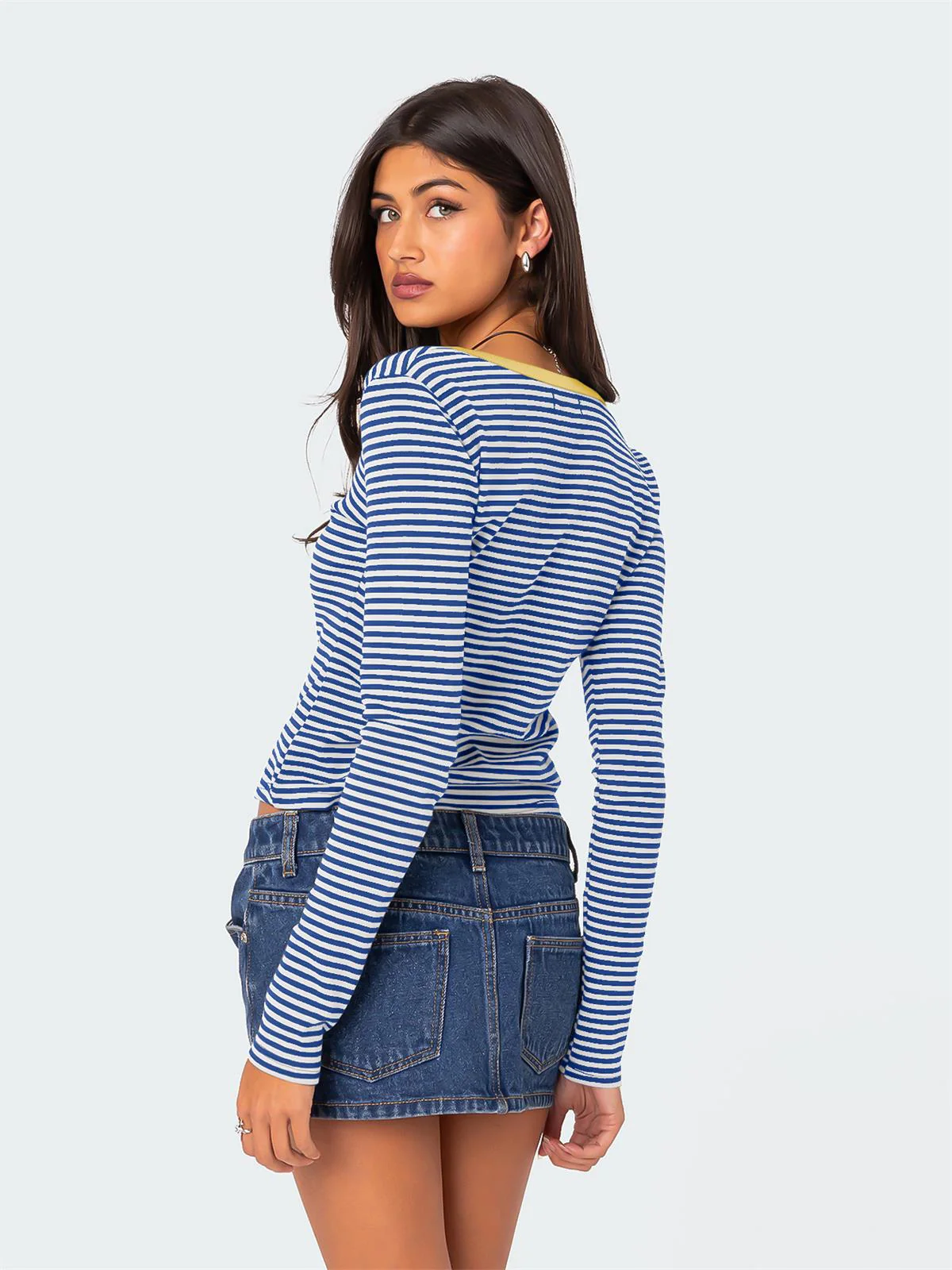 Layanne Striped Partial Button Top - Image 19