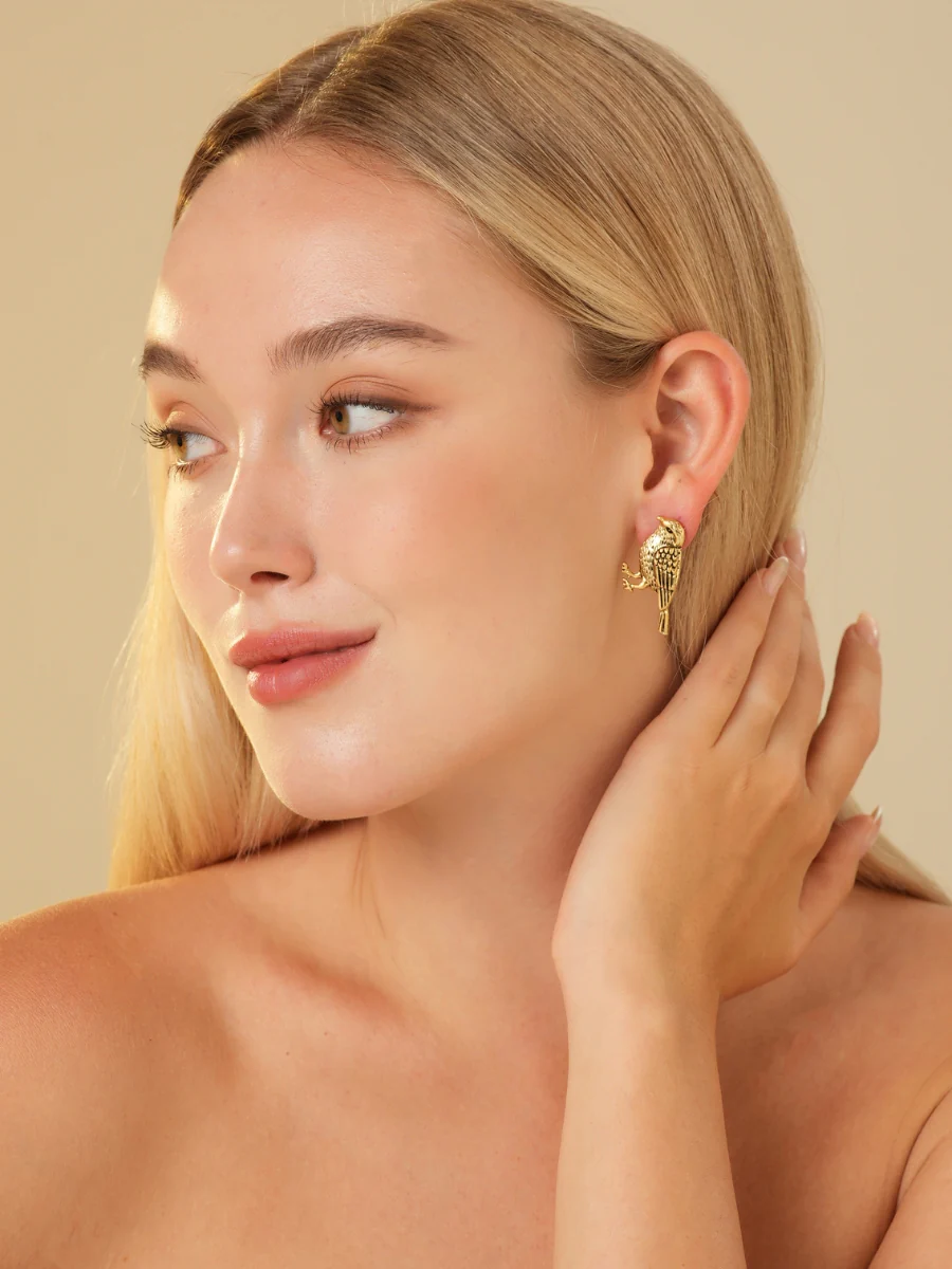 Leiothrix Gold Plated Stud Earrings - Image 5