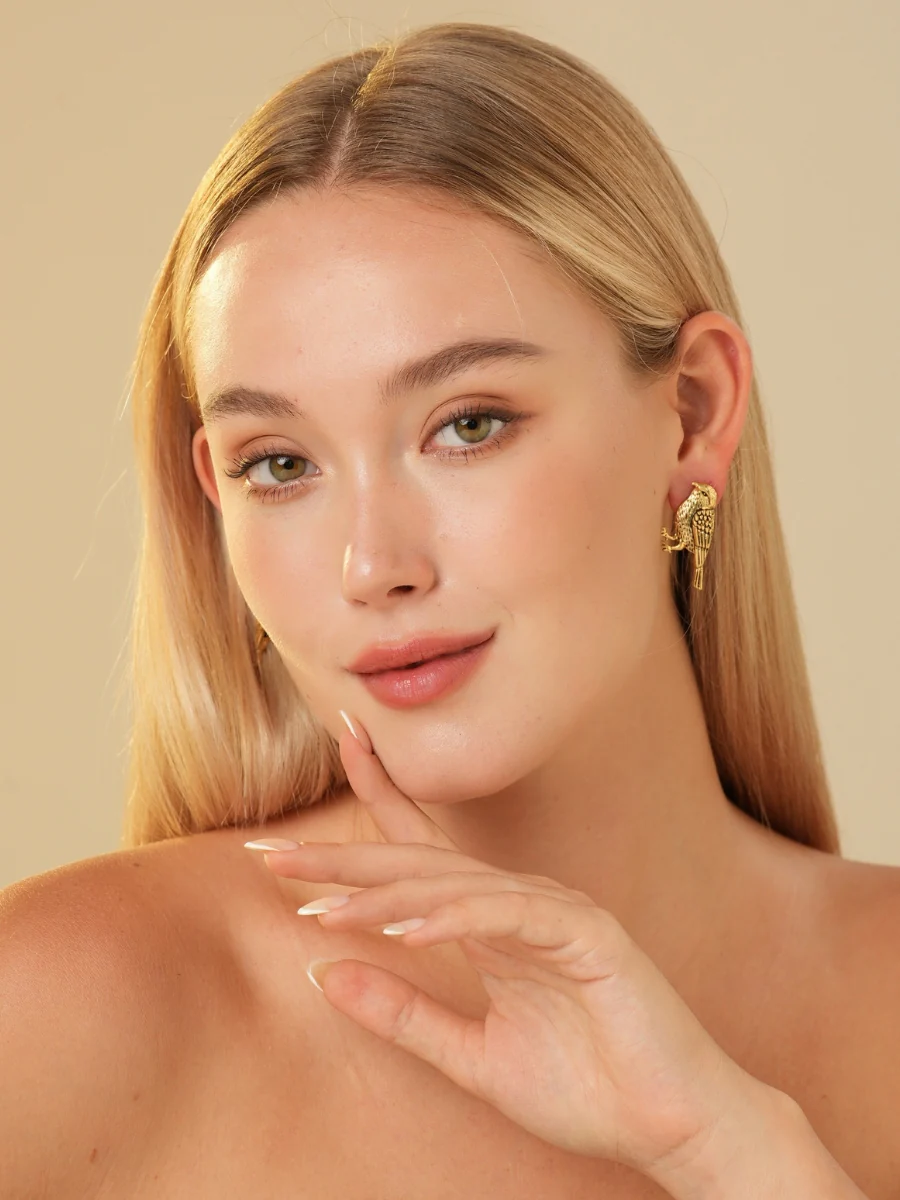 Leiothrix Gold Plated Stud Earrings - Image 6