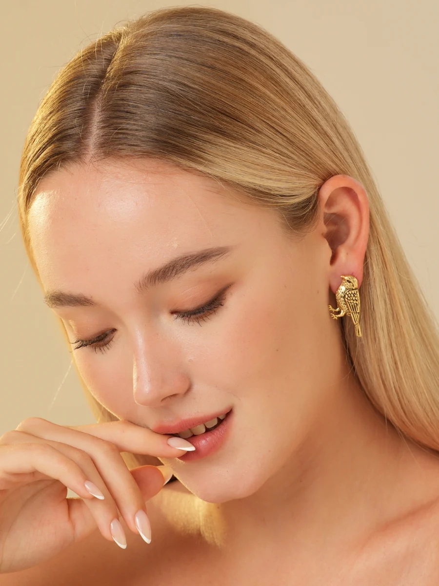 Leiothrix Gold Plated Stud Earrings - Image 7