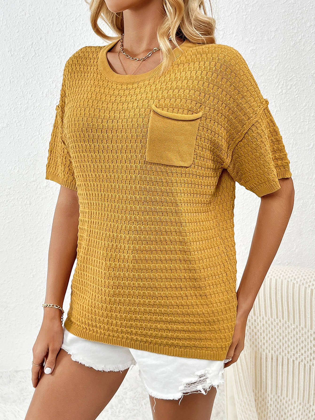 Lettie Short Sleeve Sweater Top - Ginger - Image 2