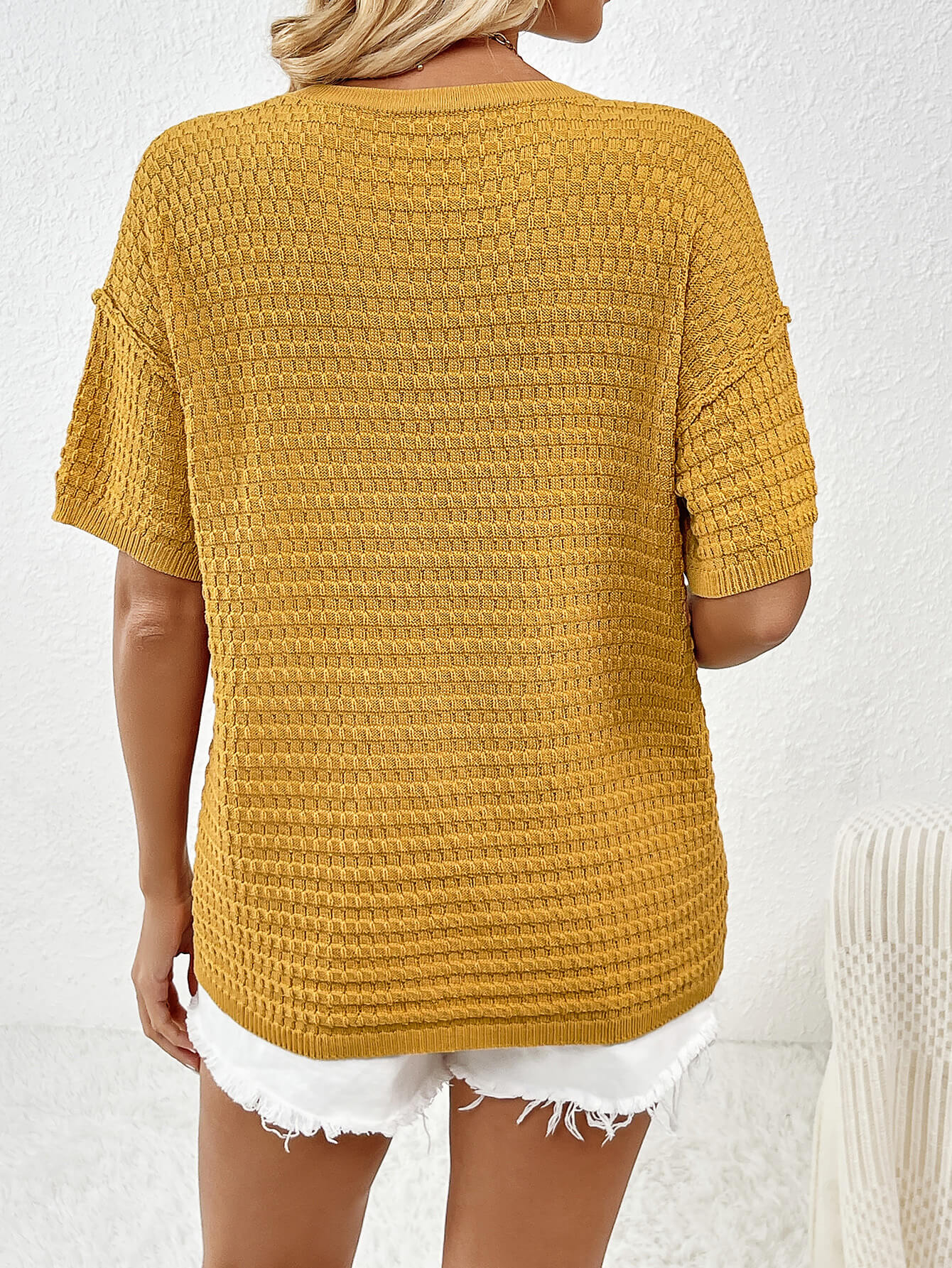 Lettie Short Sleeve Sweater Top - Ginger - Image 3