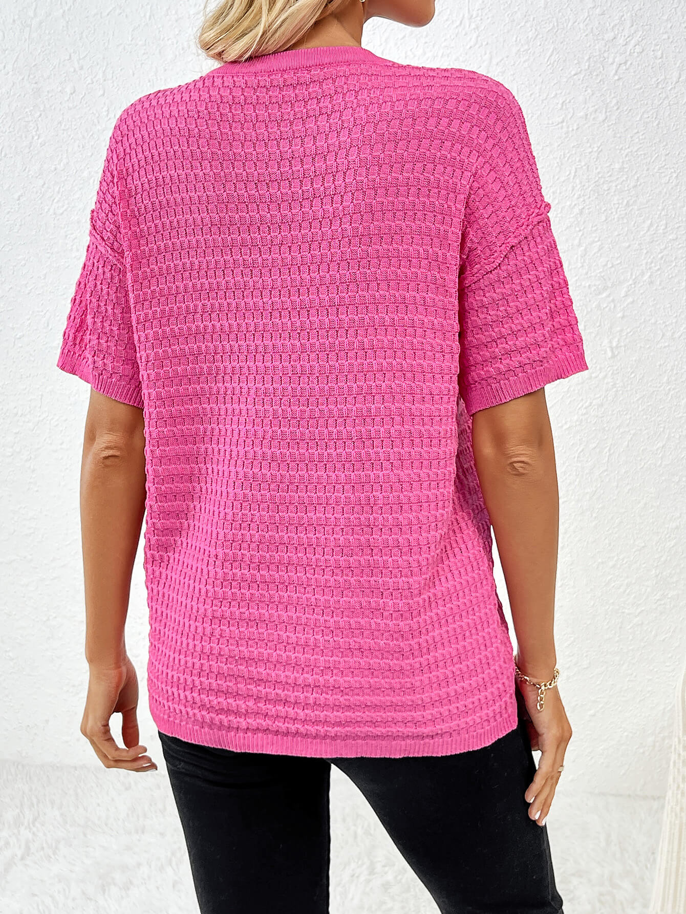 Lettie Short Sleeve Sweater Top - Pink - Image 3