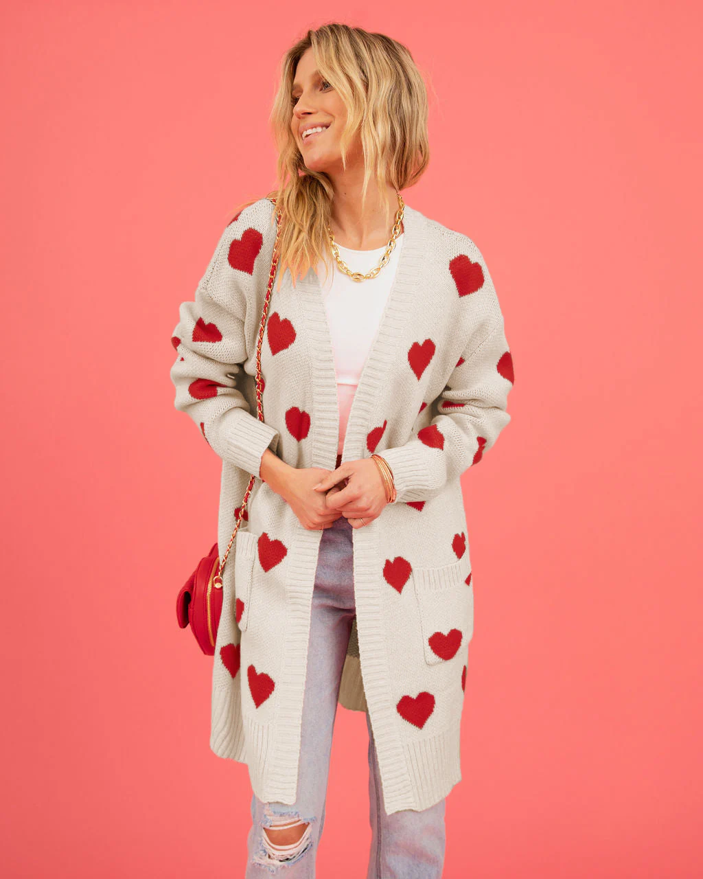 Listen To Your Heart Knit Open Front Cardigan - Beige - Image 2