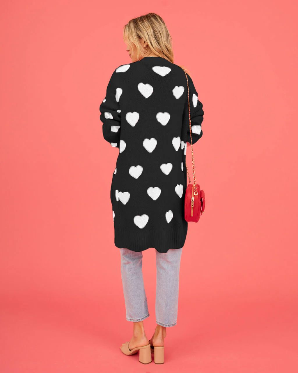 Listen To Your Heart Knit Open Front Cardigan - Black - Image 3