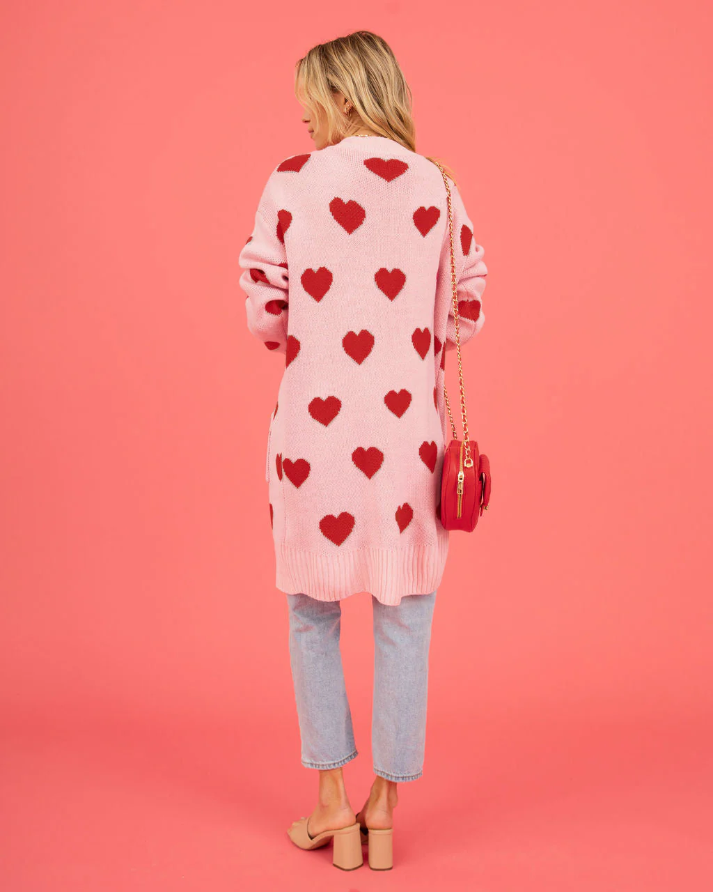 Listen To Your Heart Knit Open Front Cardigan - Pink - Image 4