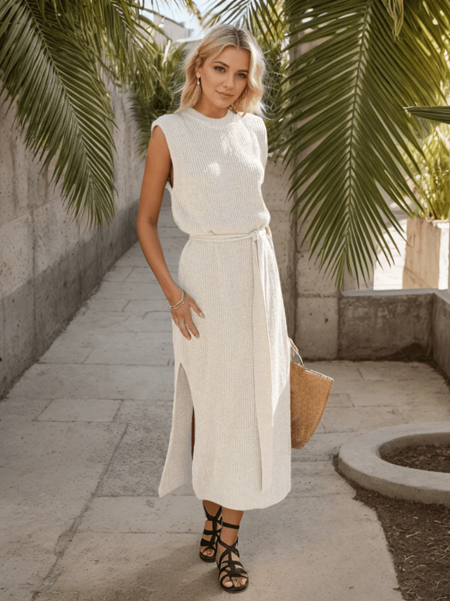 Lorene Tie Waist Midi Sweater Dress - Image 10