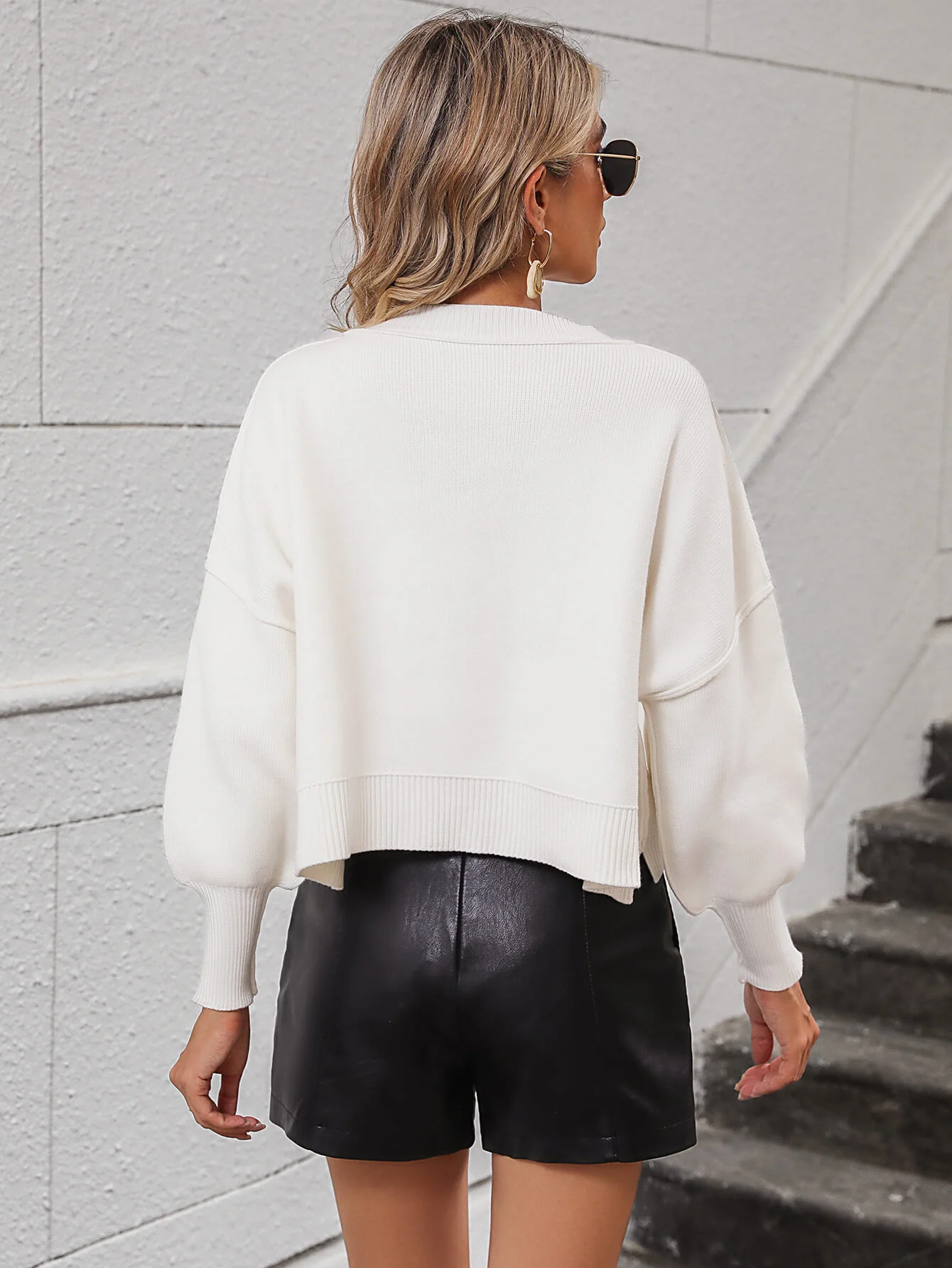 Lorian Oversized Pullover Sweater - Cream - Image 4