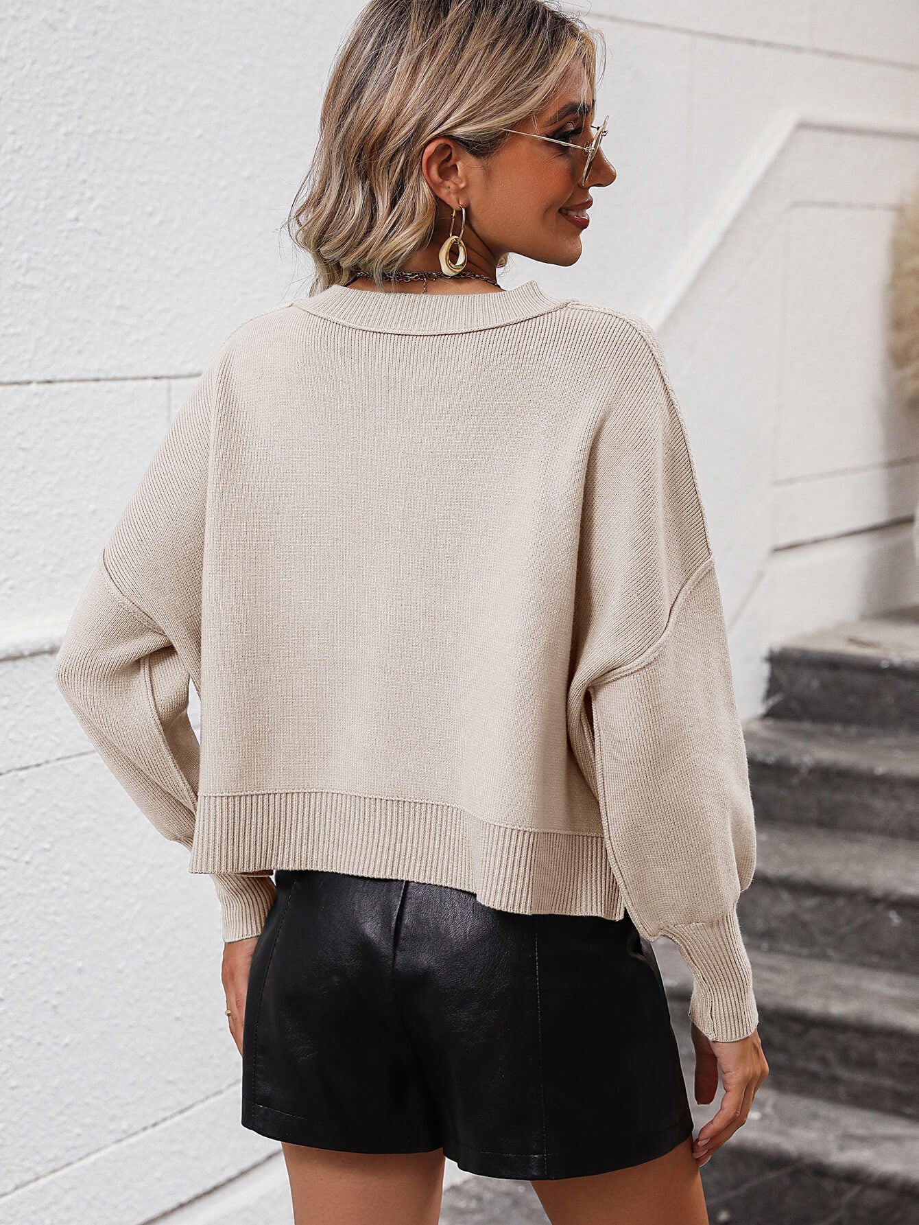 Lorian Oversized Pullover Sweater - Neutral - Image 4