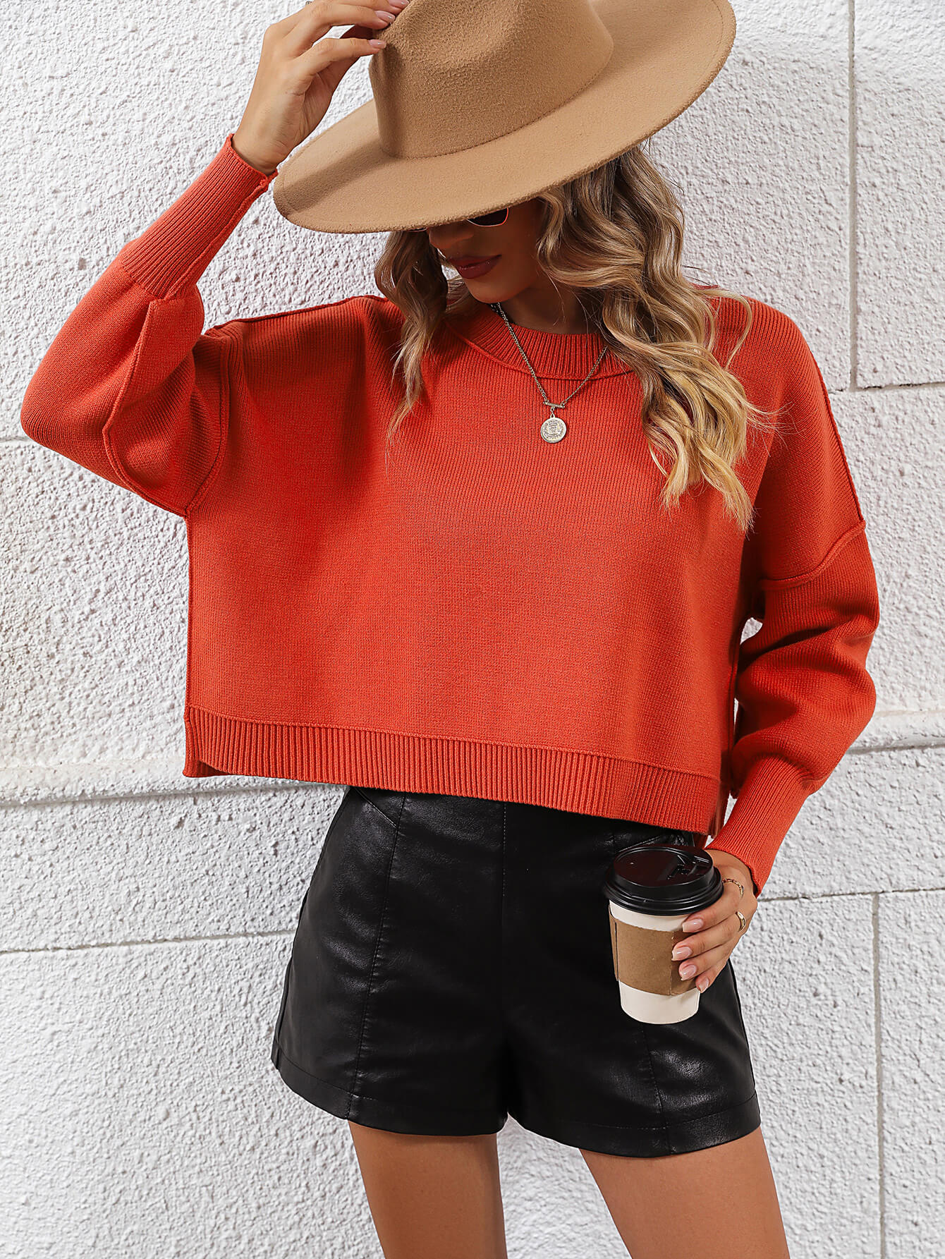 Lorian Oversized Pullover Sweater - Red - Image 2