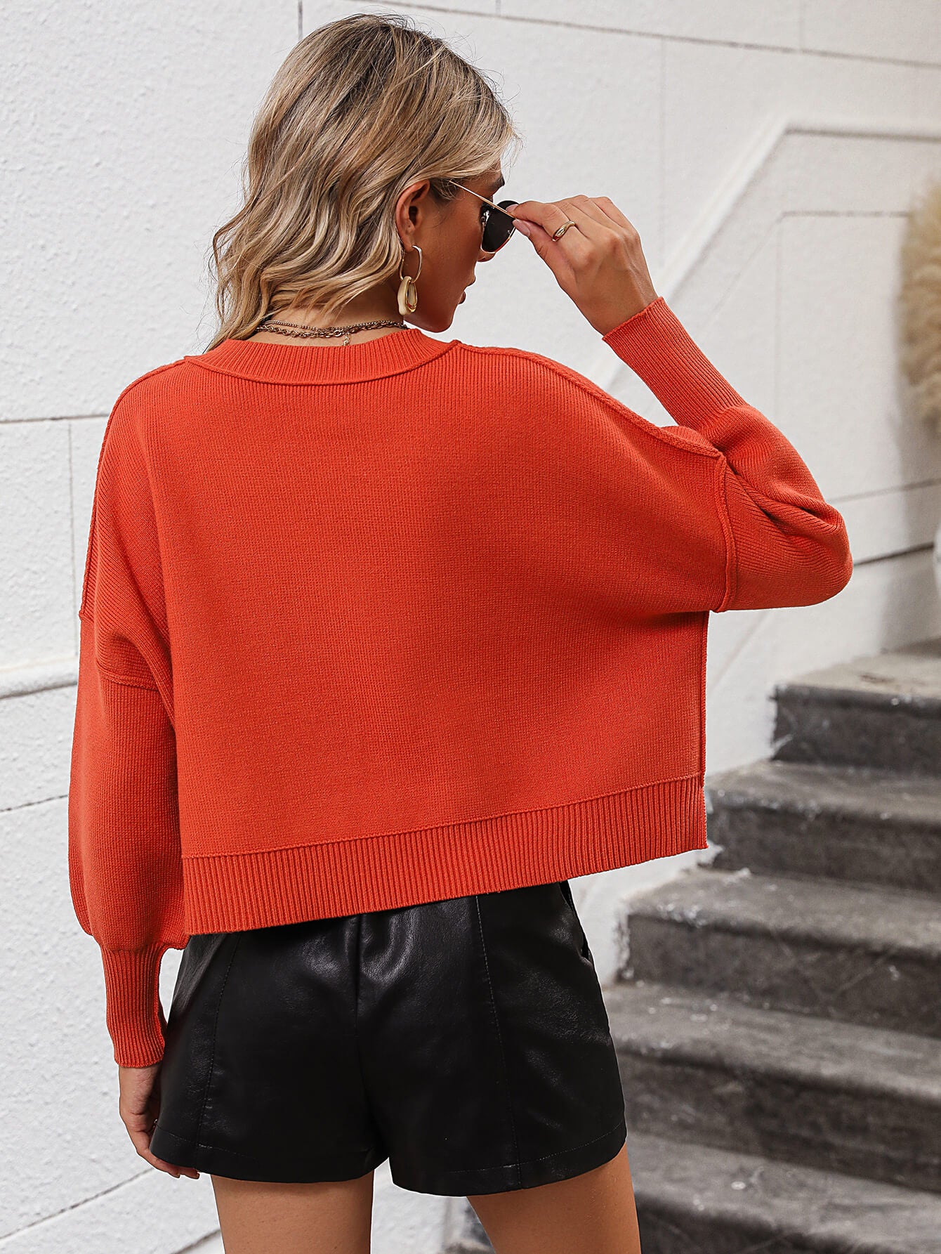Lorian Oversized Pullover Sweater - Red - Image 5