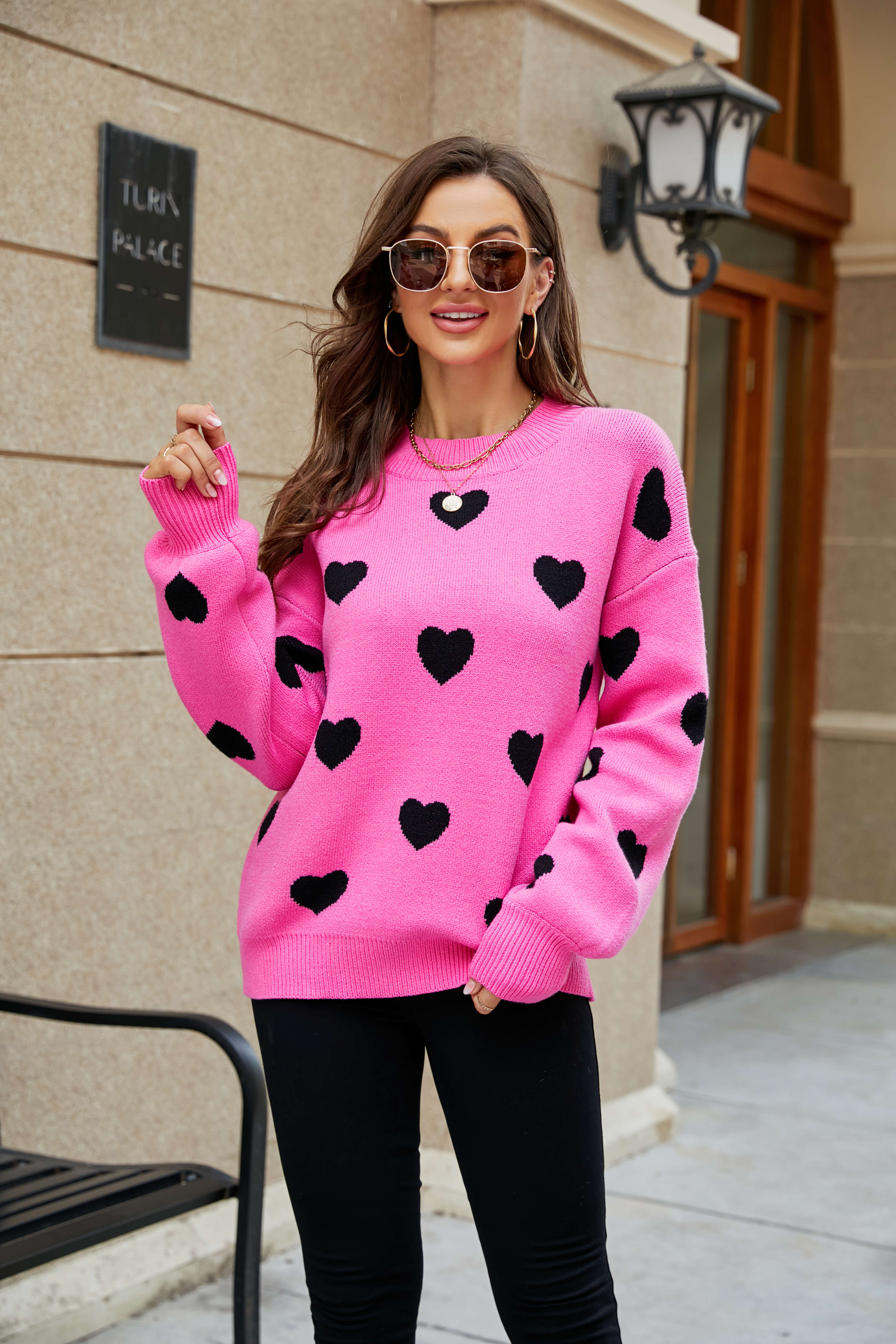 Love Letter Oversized Heart Knit Sweater - Image 2