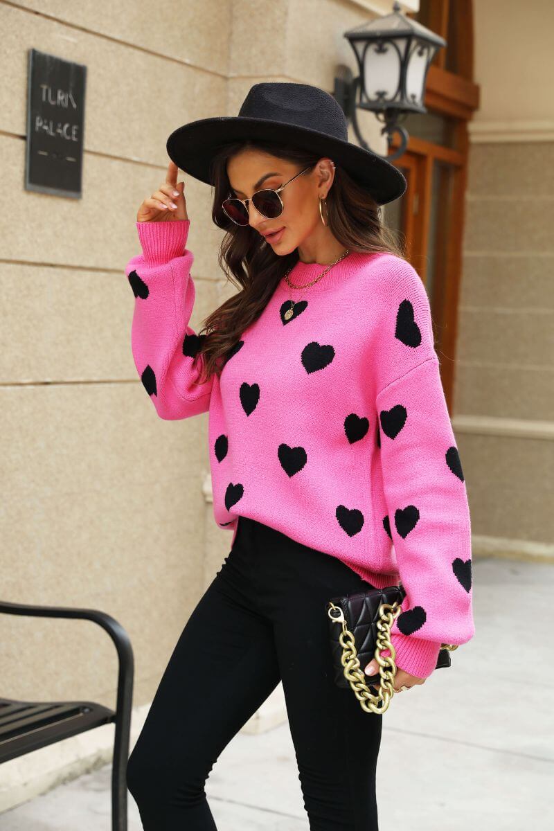Love Letter Oversized Heart Knit Sweater - Image 3