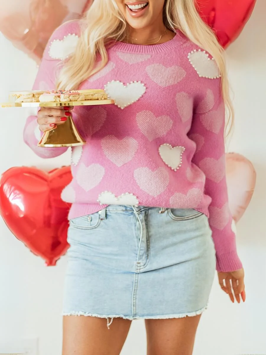 Love Letter Oversized Heart Pearl Sweater - Image 3