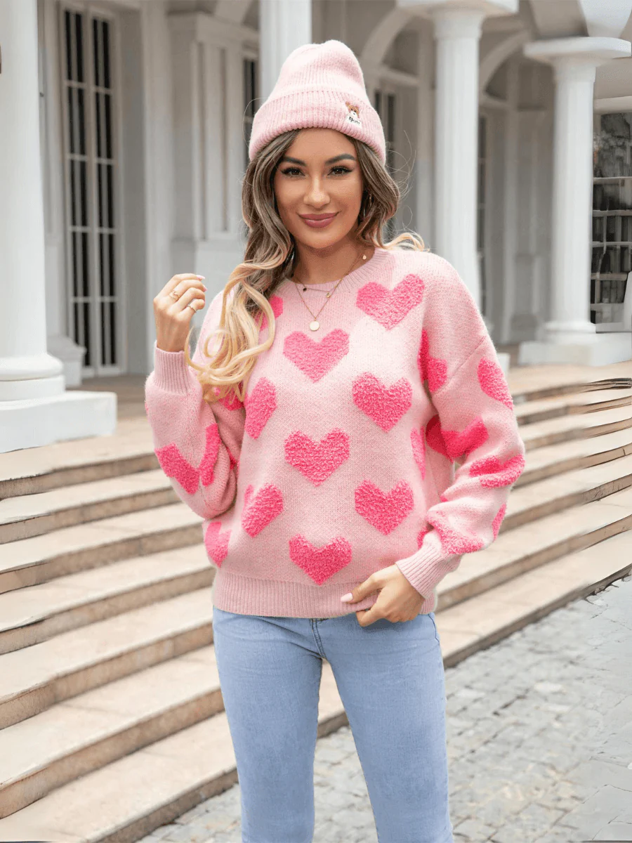 Love Sender Oversized Heart Sweater - Pink