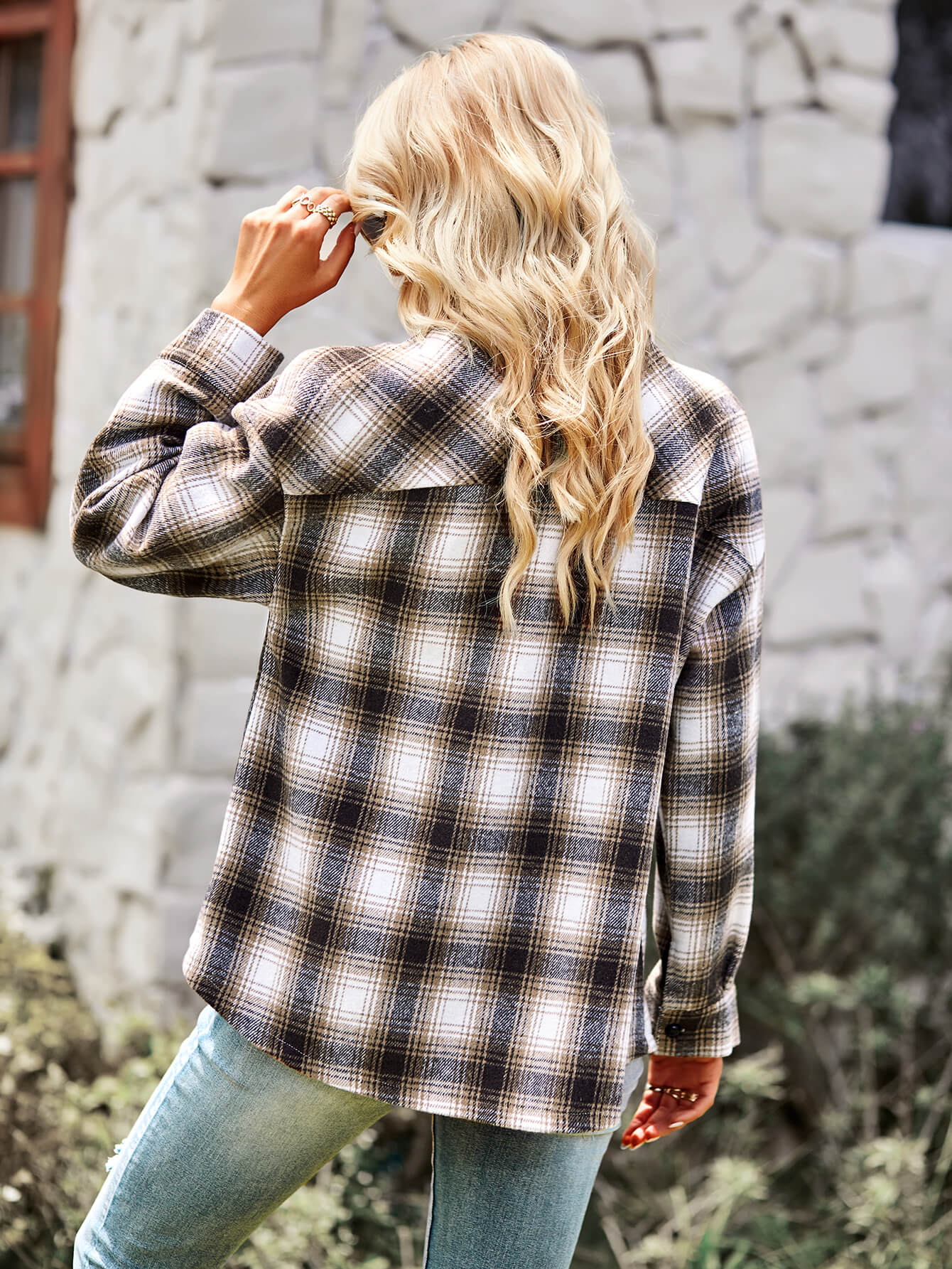 LUCKY ONE PLAID SHACKET - BROWN - Image 3