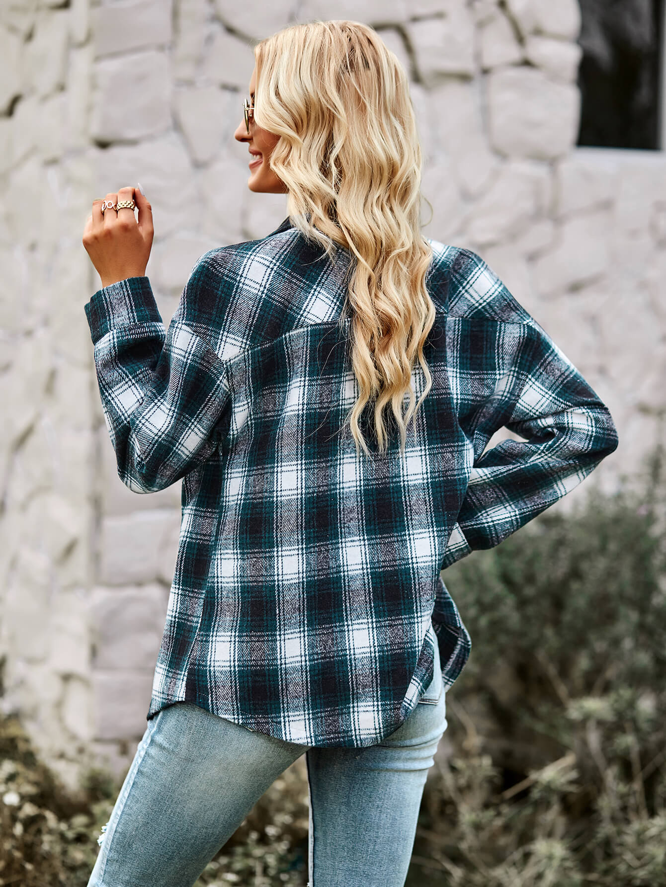 LUCKY ONE PLAID SHACKET - NAVY - Image 3
