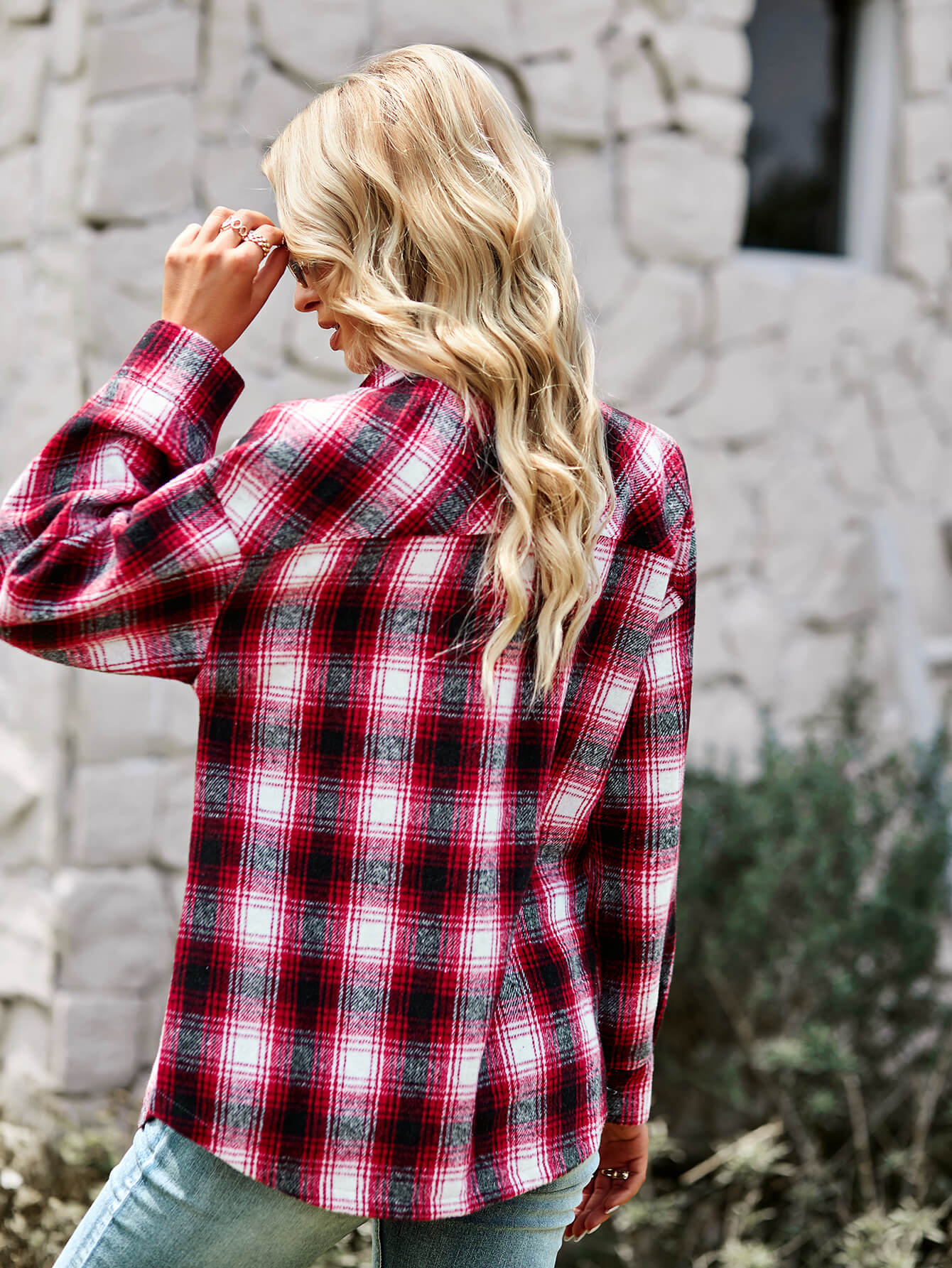 LUCKY ONE PLAID SHACKET - PINK - Image 3