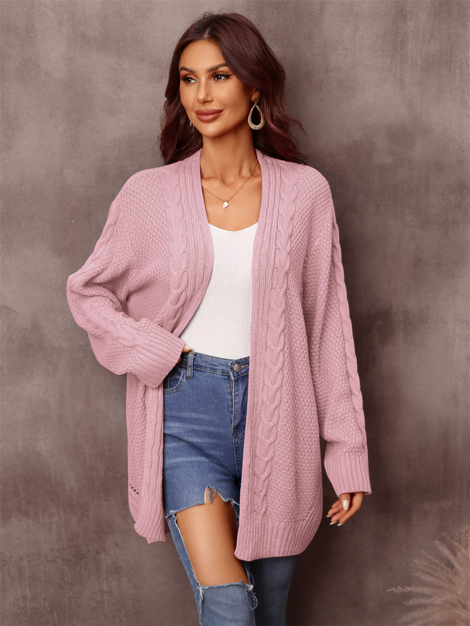 Ludlow Cable Knit Duster Cardigan - Pink - Image 2