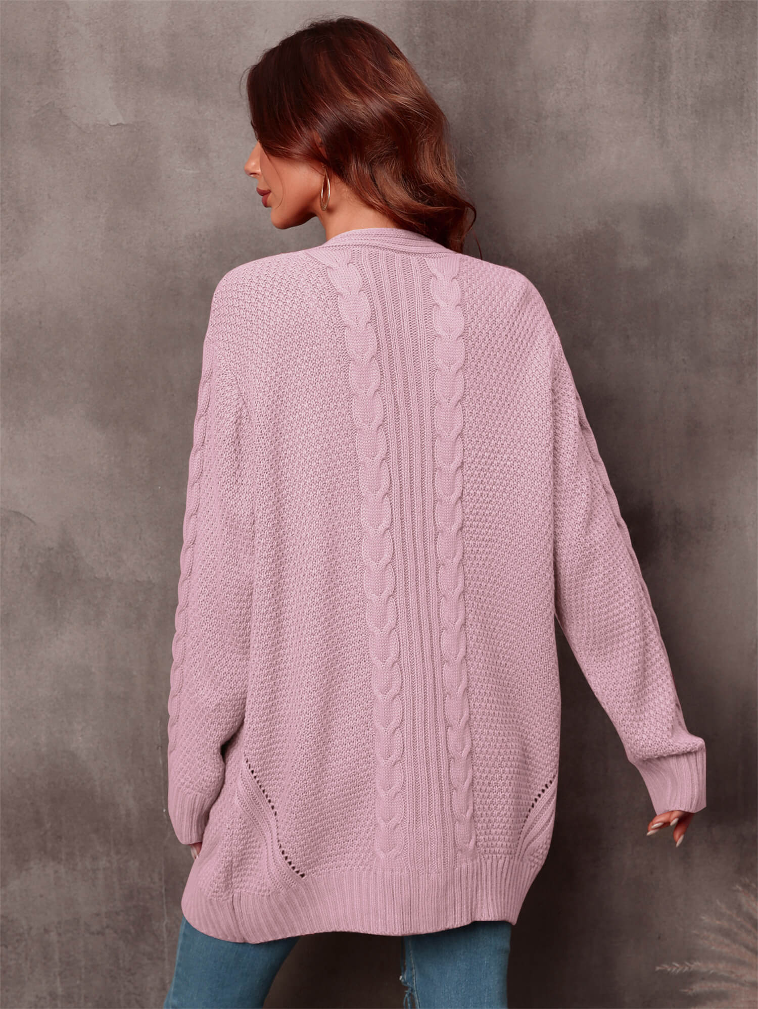 Ludlow Cable Knit Duster Cardigan - Pink - Image 6