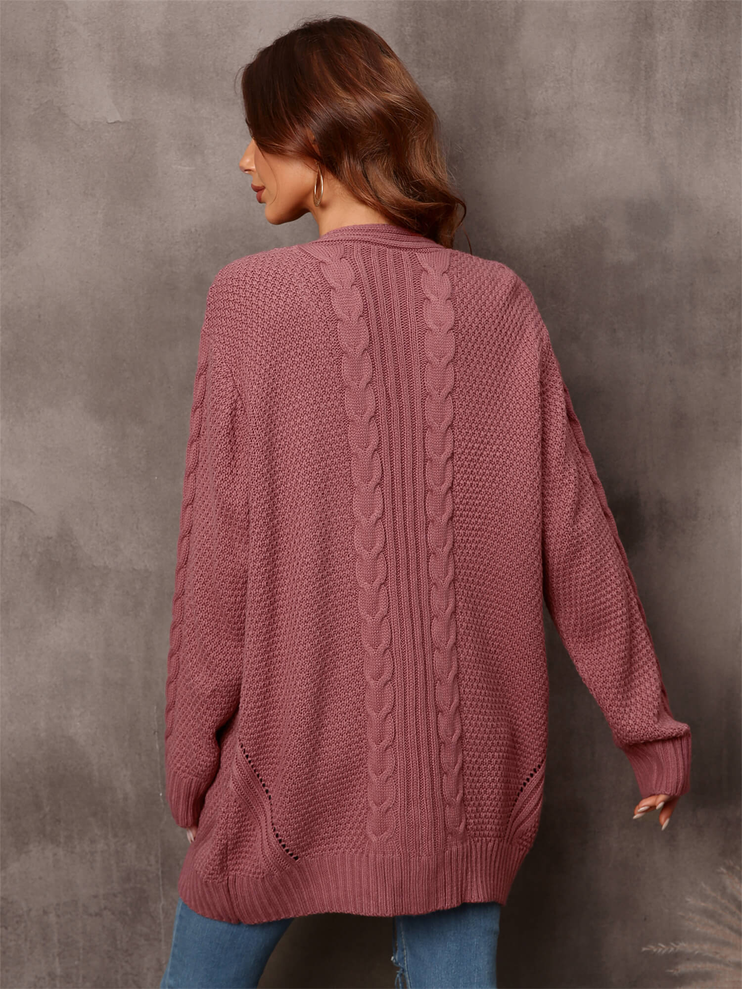 Ludlow Cable Knit Duster Cardigan - Rust - Image 6