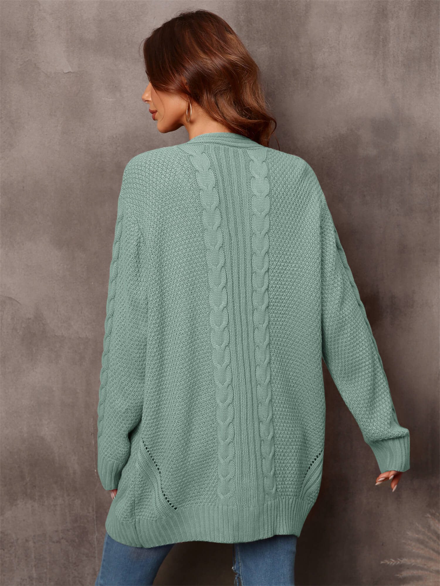 Ludlow Cable Knit Duster Cardigan - Sage - Image 6