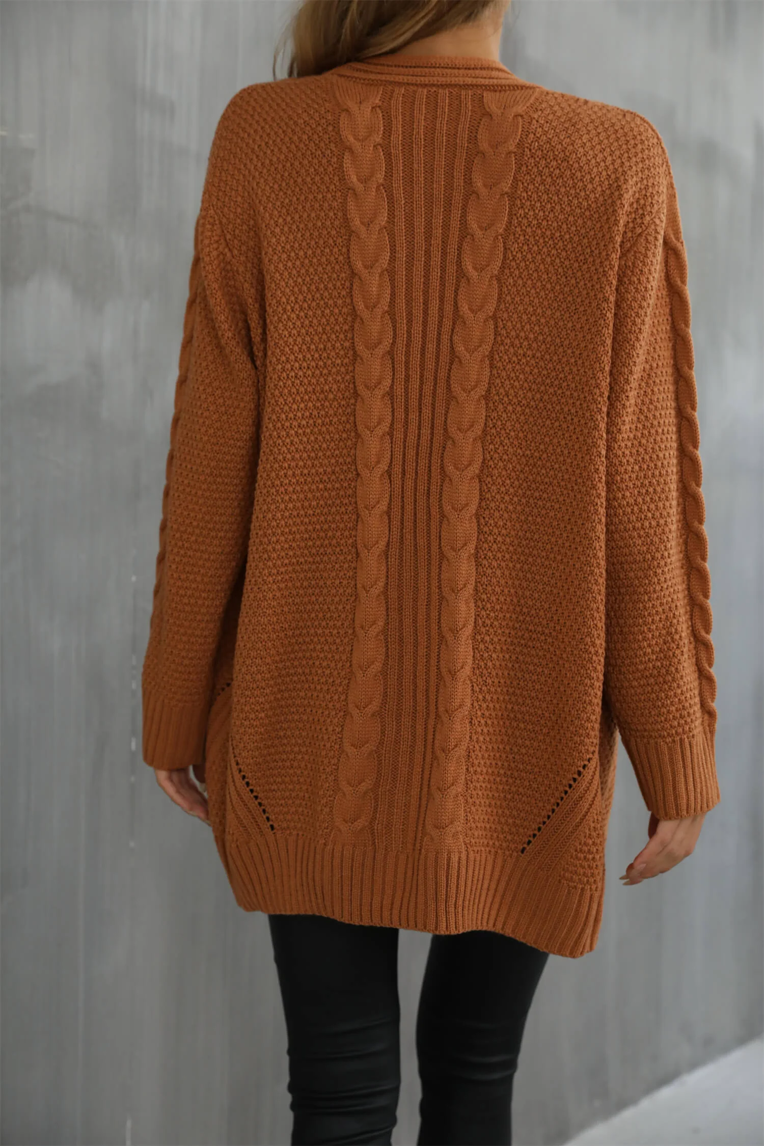 Ludlow Cable Knit Duster Cardigan - Tan - Image 5