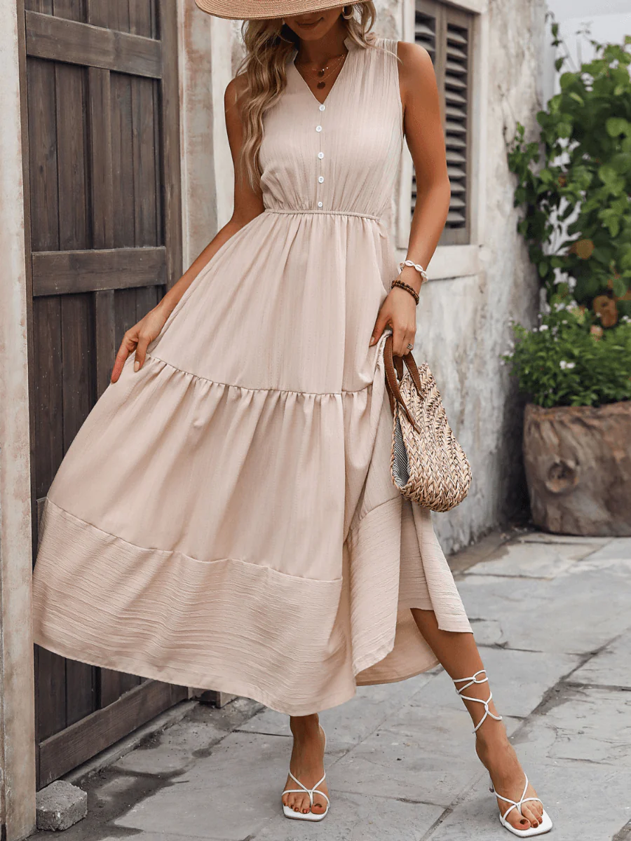 Lunch Date Sleeveless Tired Midi Dress - Image 2