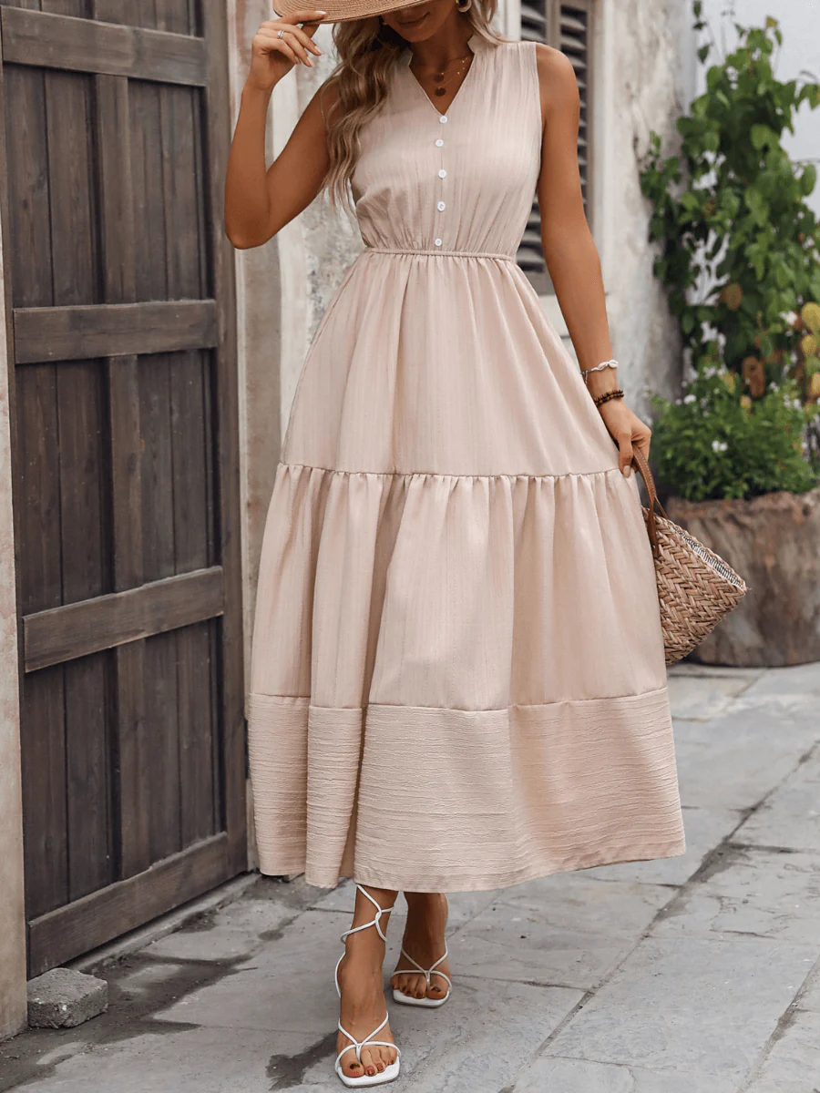 Lunch Date Sleeveless Tired Midi Dress - Image 3