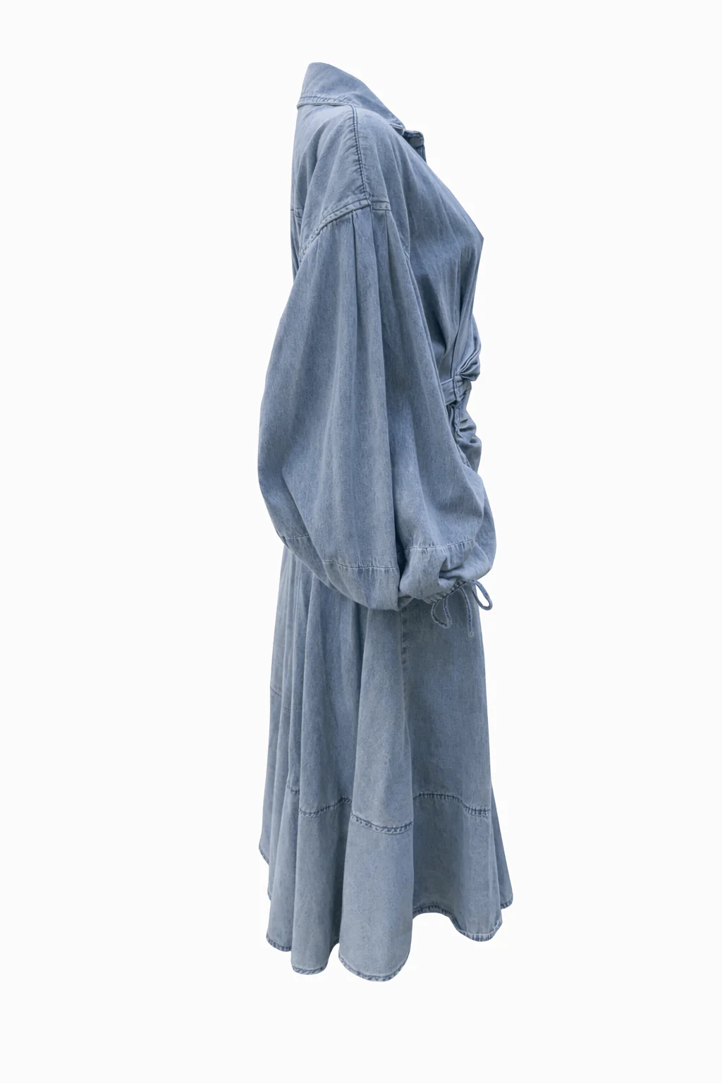 Luzie Waist Tie Denim Maxi Dress - blue - Image 5