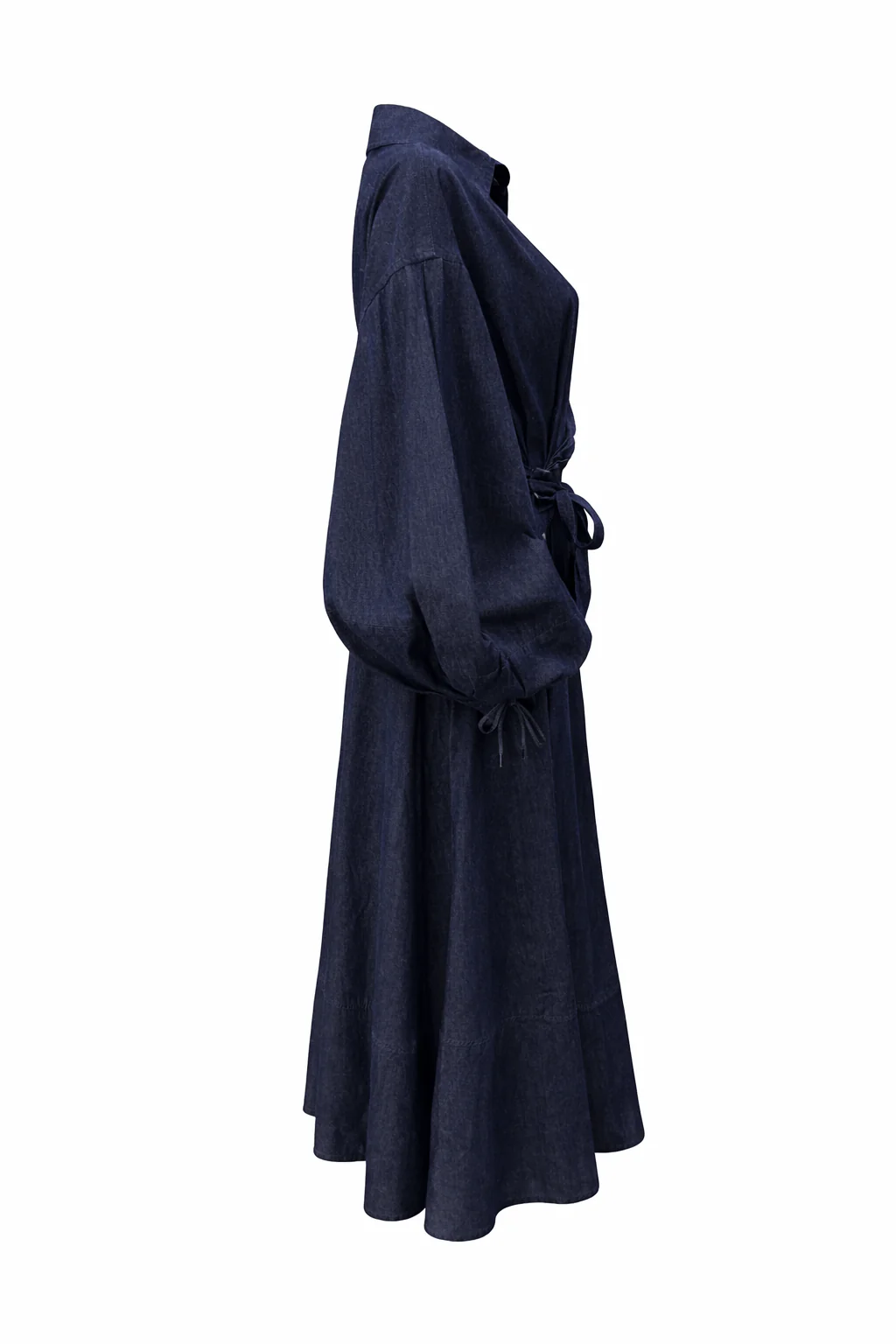 Luzie Waist Tie Denim Maxi Dress - navy - Image 5