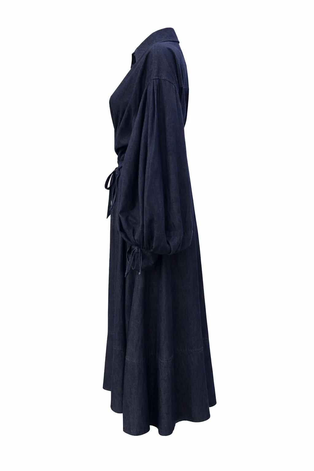 Luzie Waist Tie Denim Maxi Dress - navy - Image 6