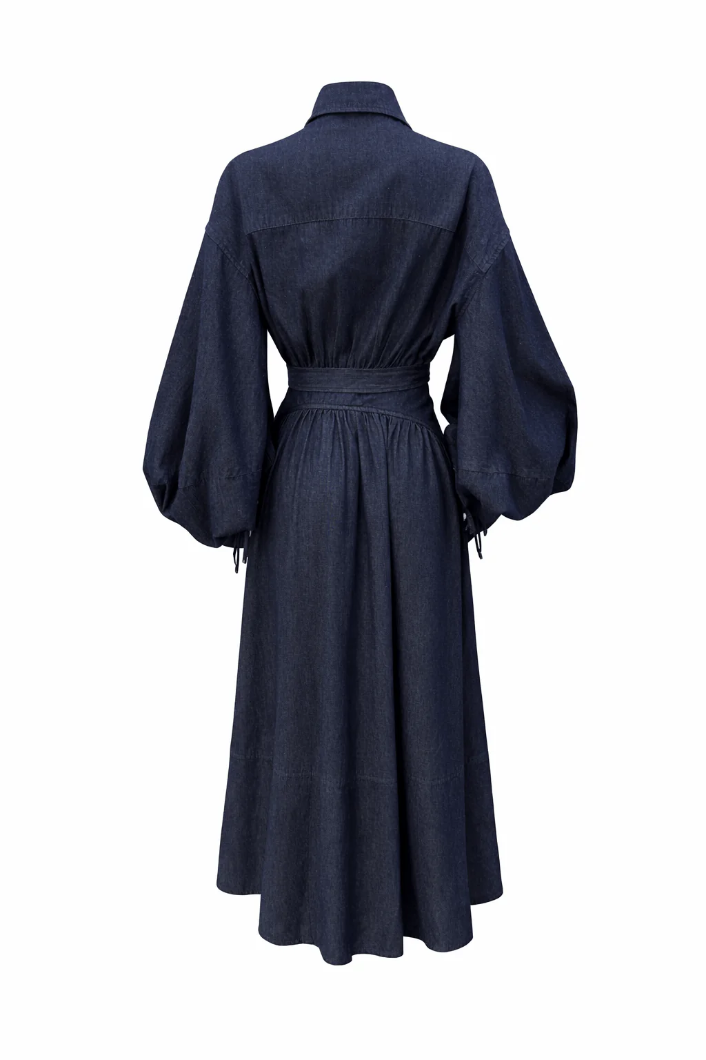 Luzie Waist Tie Denim Maxi Dress - navy - Image 7