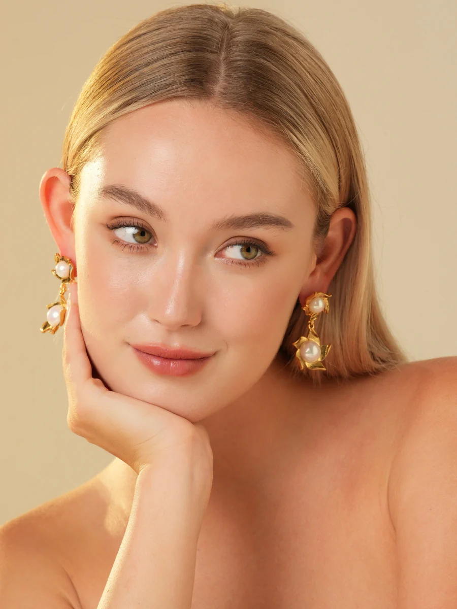Mabe Pearl Twins Gold Plated Drop Earrings - Image 4