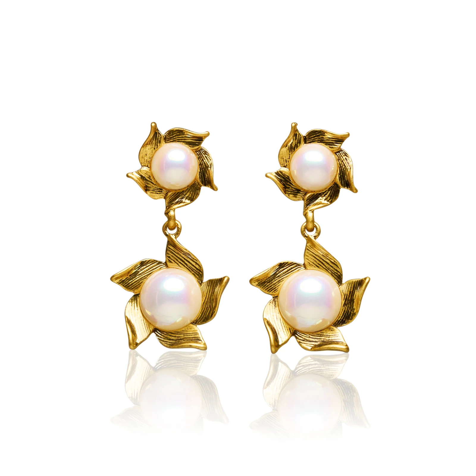 Mabe Pearl Twins Gold Plated Drop Earrings - Image 8