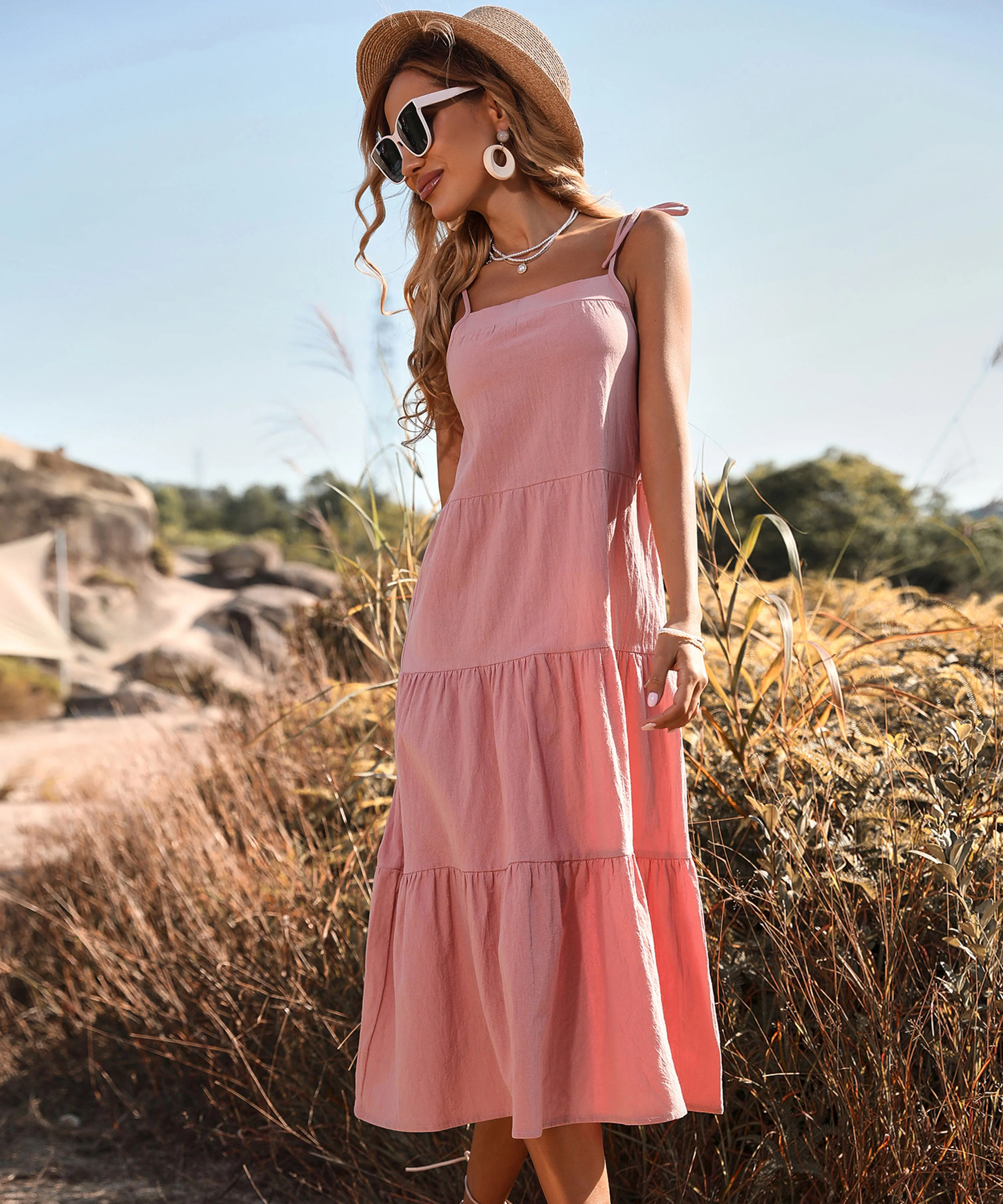 MADELYN LINEN DRESS - DUSTY PINK - Image 6