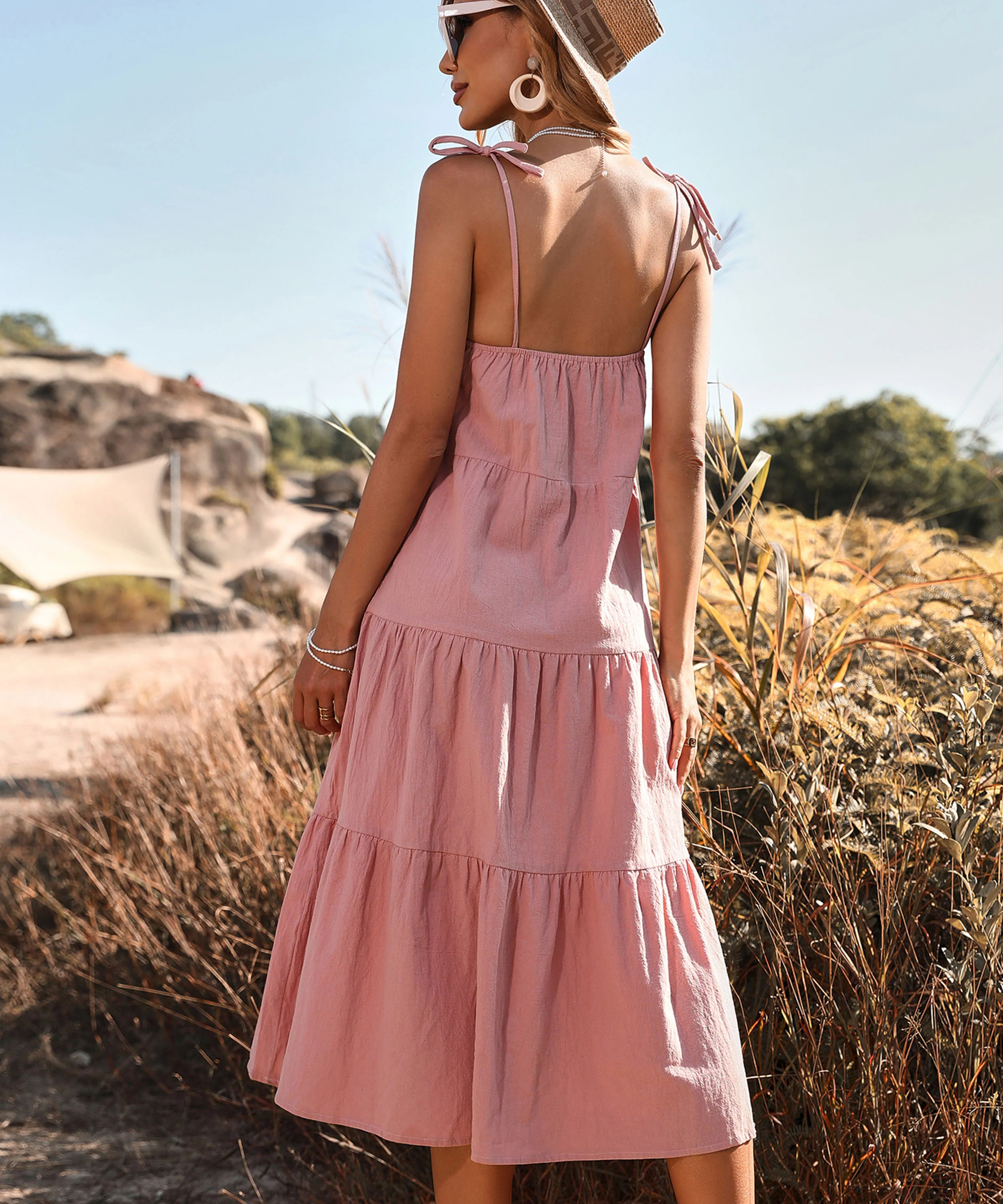 MADELYN LINEN DRESS - DUSTY PINK - Image 7