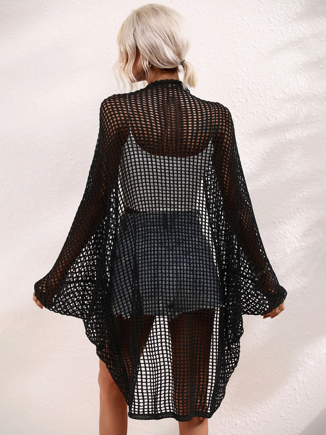MADRID KNIT CROCHET KIMONO - BLACK - Image 7
