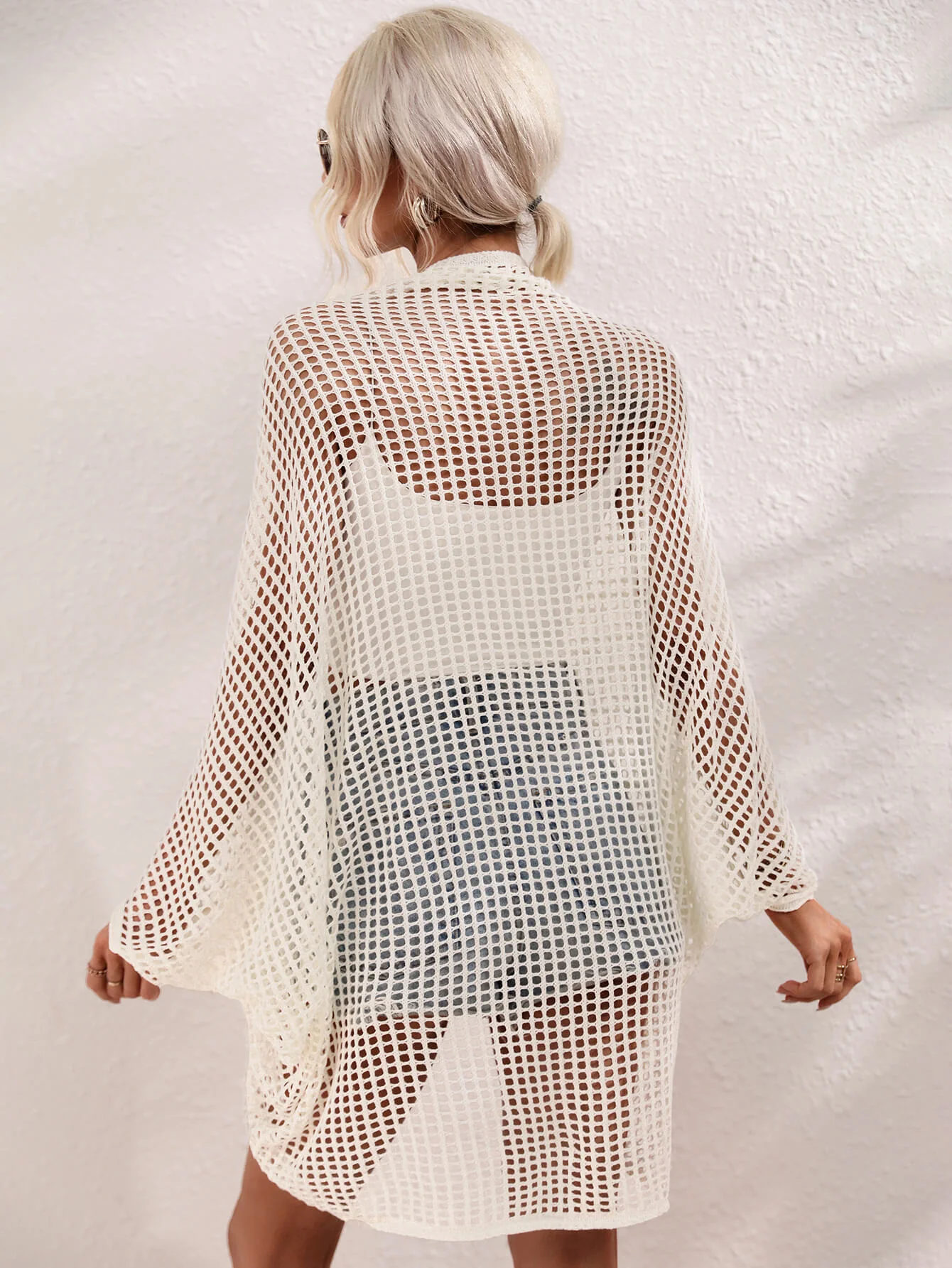 MADRID KNIT CROCHET KIMONO - CREAM - Image 4