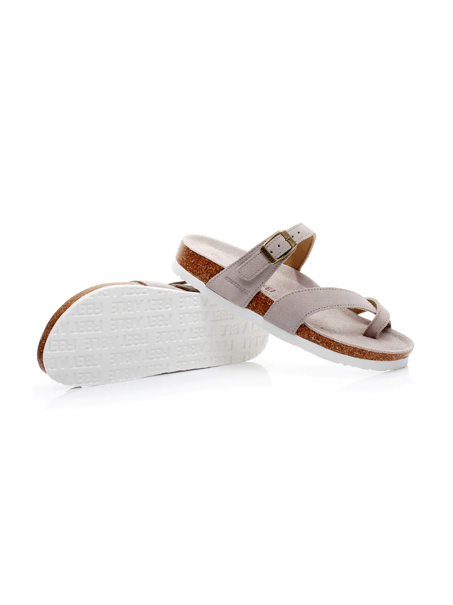 Maibulun | Beige Buckle-Accent Suede Upper Sandals - Image 3