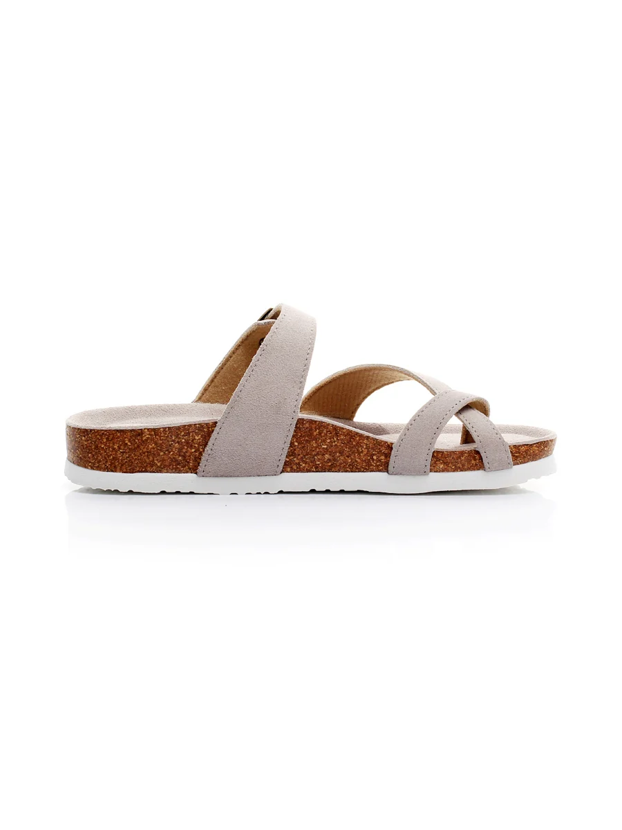 Maibulun | Beige Buckle-Accent Suede Upper Sandals - Image 4