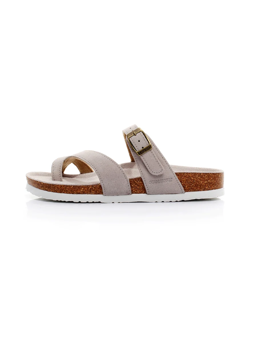 Maibulun | Beige Buckle-Accent Suede Upper Sandals - Image 5