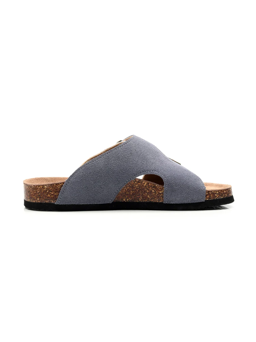 Maibulun | Beige Grey Criss Cross Wrap Suede Sandals - Image 2