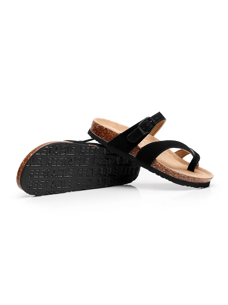 Maibulun | Black Buckle-Accent Suede Upper Sandal - Image 3