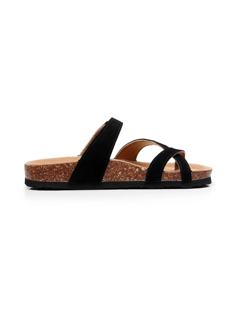 Maibulun | Black Buckle-Accent Suede Upper Sandal - Image 4