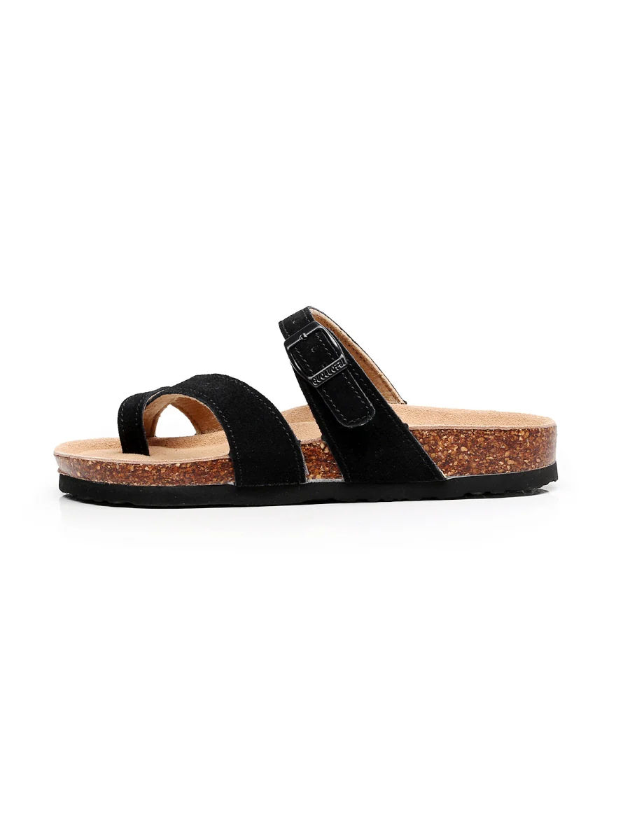 Maibulun | Black Buckle-Accent Suede Upper Sandal - Image 5