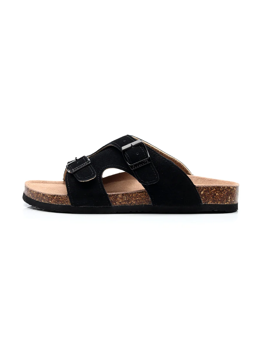 Maibulun | Black Criss Cross Wrap Suede Sandals - Image 3
