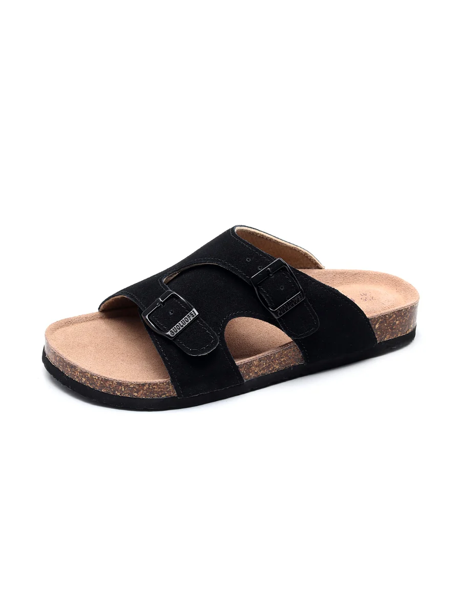 Maibulun | Black Criss Cross Wrap Suede Sandals - Image 4